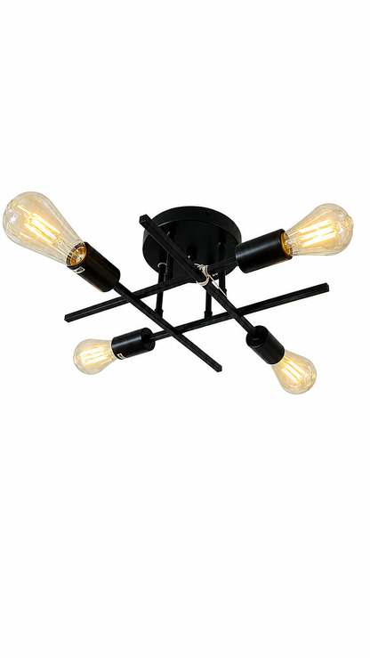 4-light Modern black geometric E27 ceiling light fixture