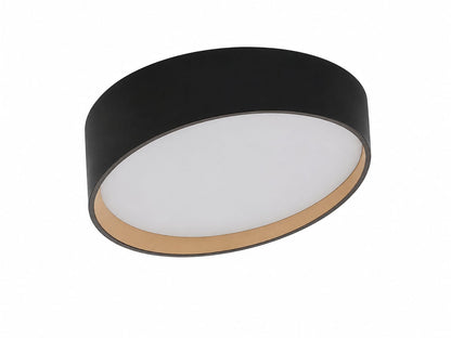 Modern round LED flush mount ceiling light Black with gold trim