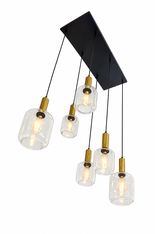 6-Light Modern Glass Pendant Chandelier