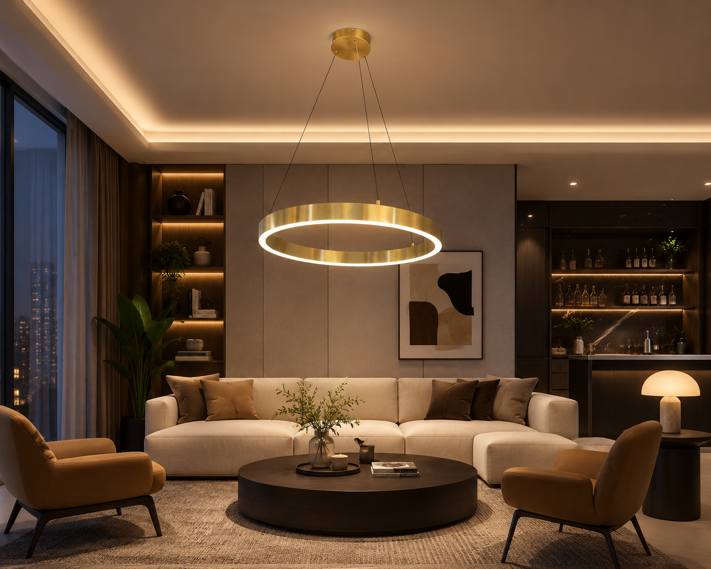 Modern LED Ring Pendant Light  2 Colour Changing Ceiling Light 45W (JMX23327/1PM)