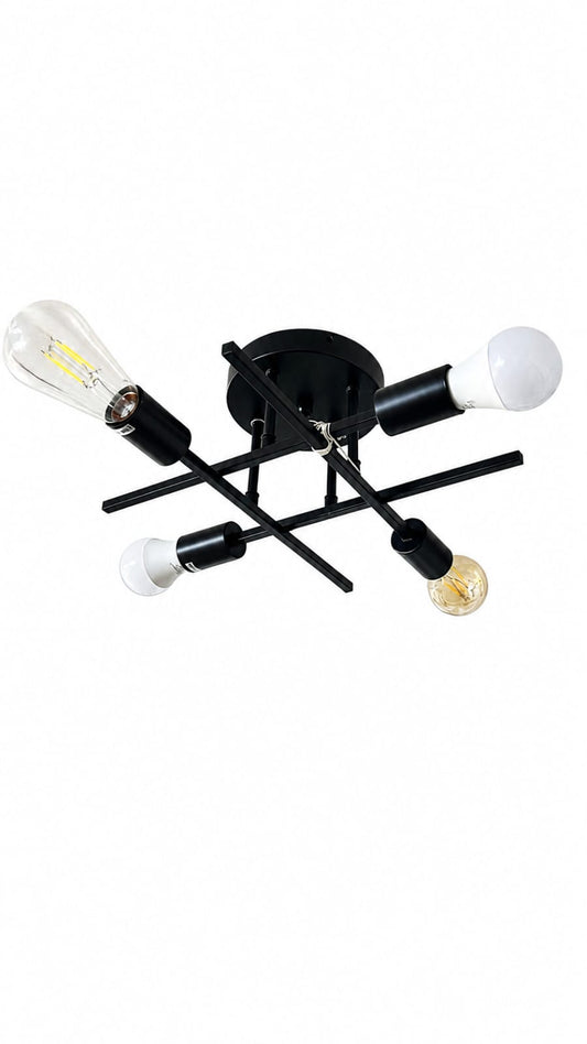 4-light Modern black geometric E27 ceiling light fixture