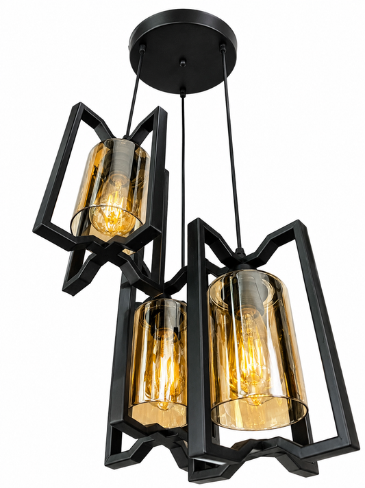 Modern 3-light black Geometric pendant -Chandelier 1944/3