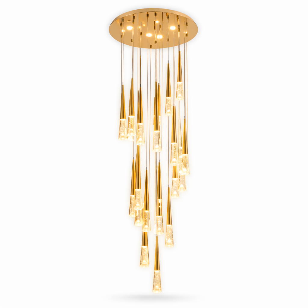 LED Modern Chandelier  24 Light Water Gold Crystal Teardrop Pendant