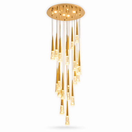 LED Modern Chandelier  24 Light Water Gold Crystal Teardrop Pendant