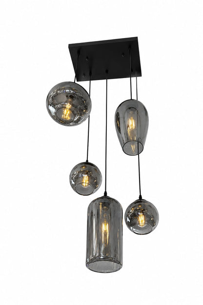 Morden 5 light smoked glass pendant Chandelier