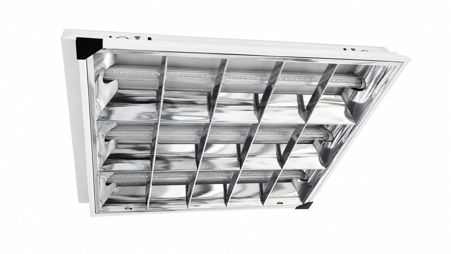 LED Tube light recessed Louver fitting -3-Tube commercial ceiling fixture