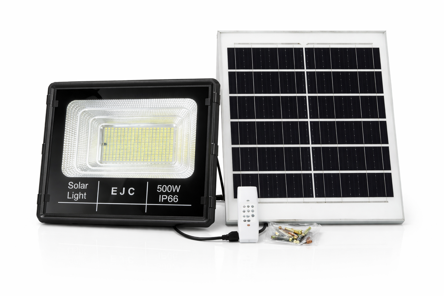 500W LED Solar Floodlight Kit  IP66 Waterproof Outdoor Security Light with Solar Panel & Remote Control