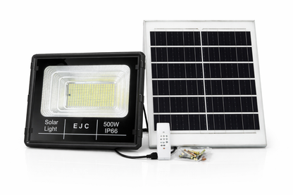 500W LED Solar Floodlight Kit  IP66 Waterproof Outdoor Security Light with Solar Panel & Remote Control