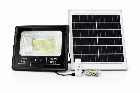 500W LED Solar Floodlight Kit  IP66 Waterproof Outdoor Security Light with Solar Panel & Remote Control
