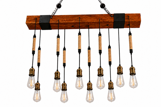 Rustic wooden 10 lights hanging chandelier