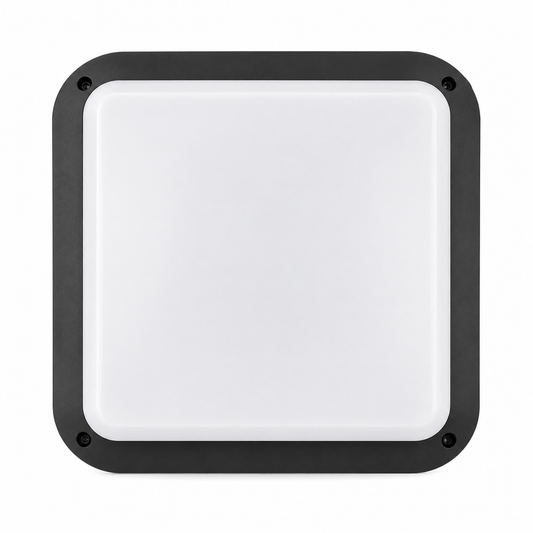 IP65 Square LED Bulkhead Light – E27 Lamp Holder | Black/White