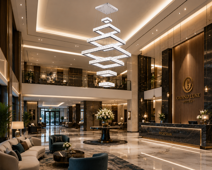 7-Tier Luxury Crystal LED Chandelier – Adjustable Warm & Cool White