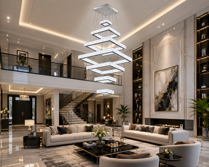 7-Tier Luxury Crystal LED Chandelier – Adjustable Warm & Cool White