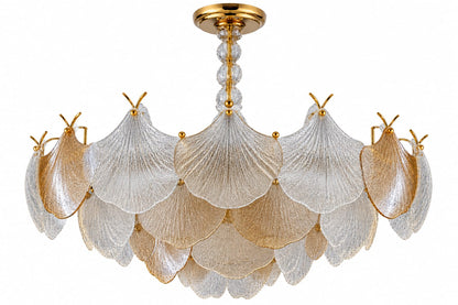 Luxury LED Glass Chandelier -Gold crystal Petal design 500mm
