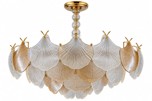 Luxury LED Glass Chandelier -Gold crystal Petal design 500mm