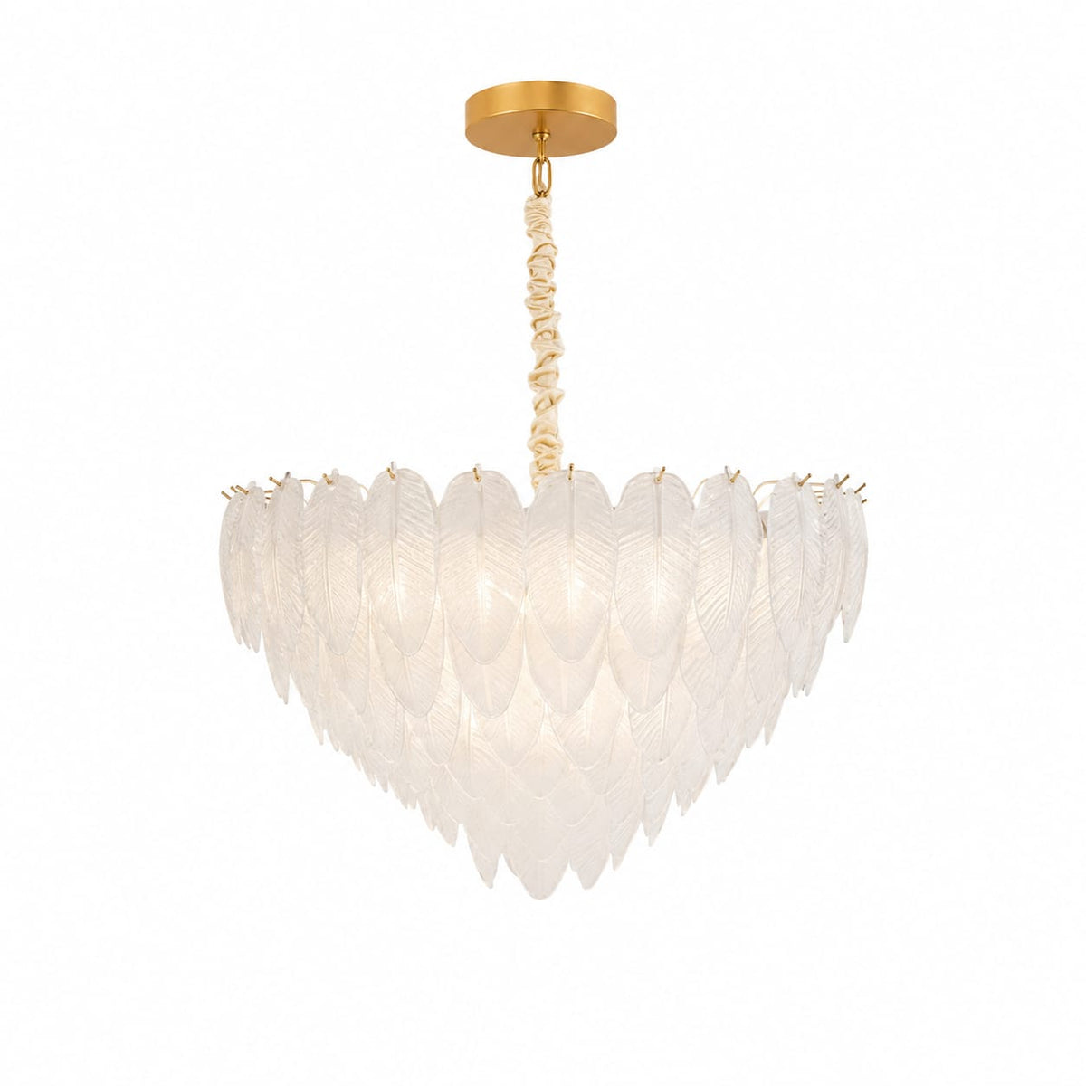 Morden white feather leaf chandelier -Gold finish 500mm