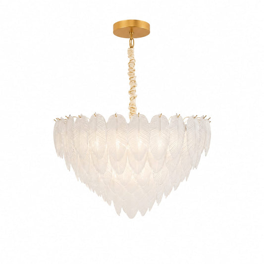 Morden white feather leaf chandelier -Gold finish 500mm