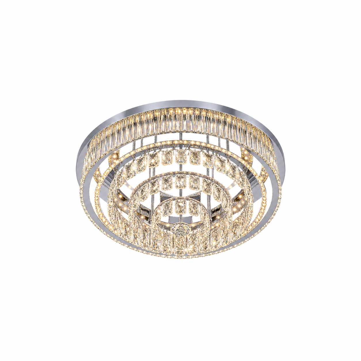 Luxury Crystal Halo Flush-Mount Chandelier