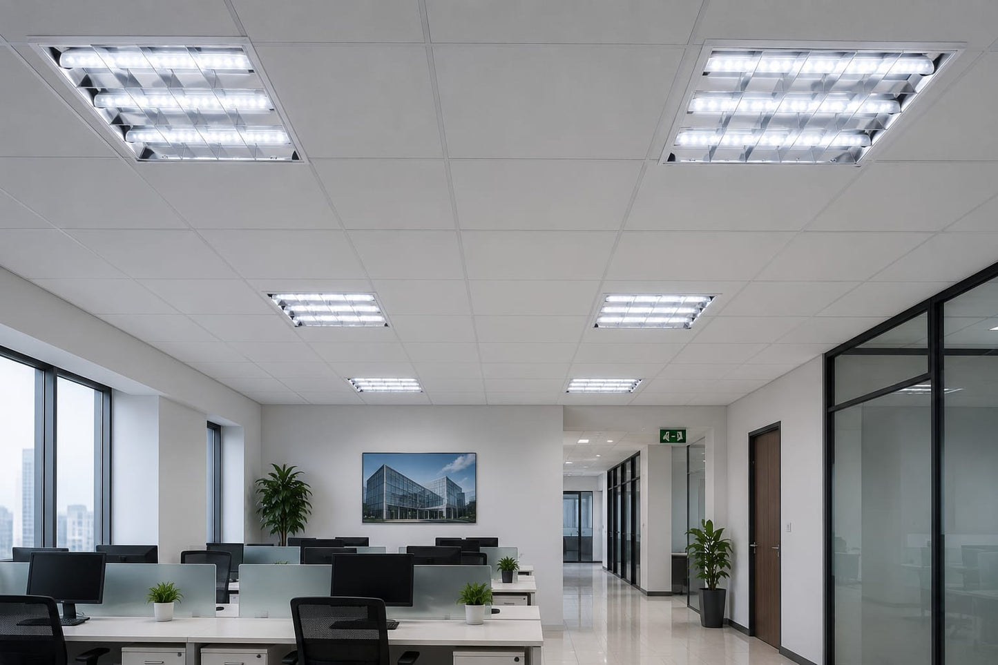 LED Tube light recessed Louver fitting -3-Tube commercial ceiling fixture