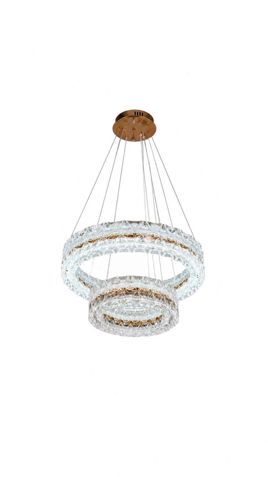 Luxe crystal cascade 3-tier Gold Chandelier