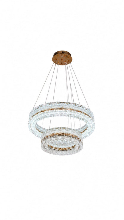 Luxe crystal cascade 3-tier Gold Chandelier