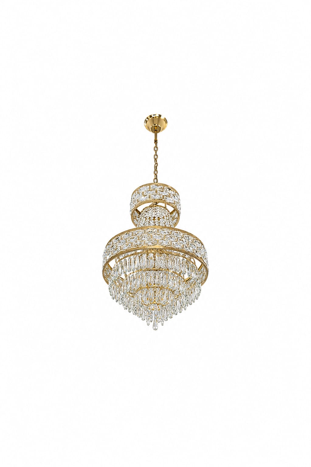 Regal Gold Crystal Chandelier – Elegant Multi-Tier Pendant Light
