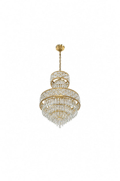 Regal Gold Crystal Chandelier – Elegant Multi-Tier Pendant Light