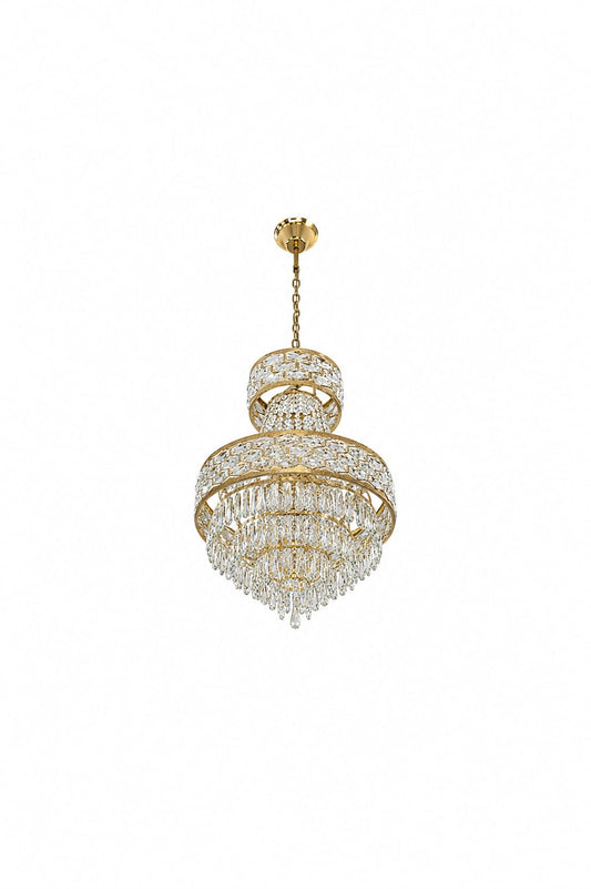 Regal Gold Crystal Chandelier – Elegant Multi-Tier Pendant Light