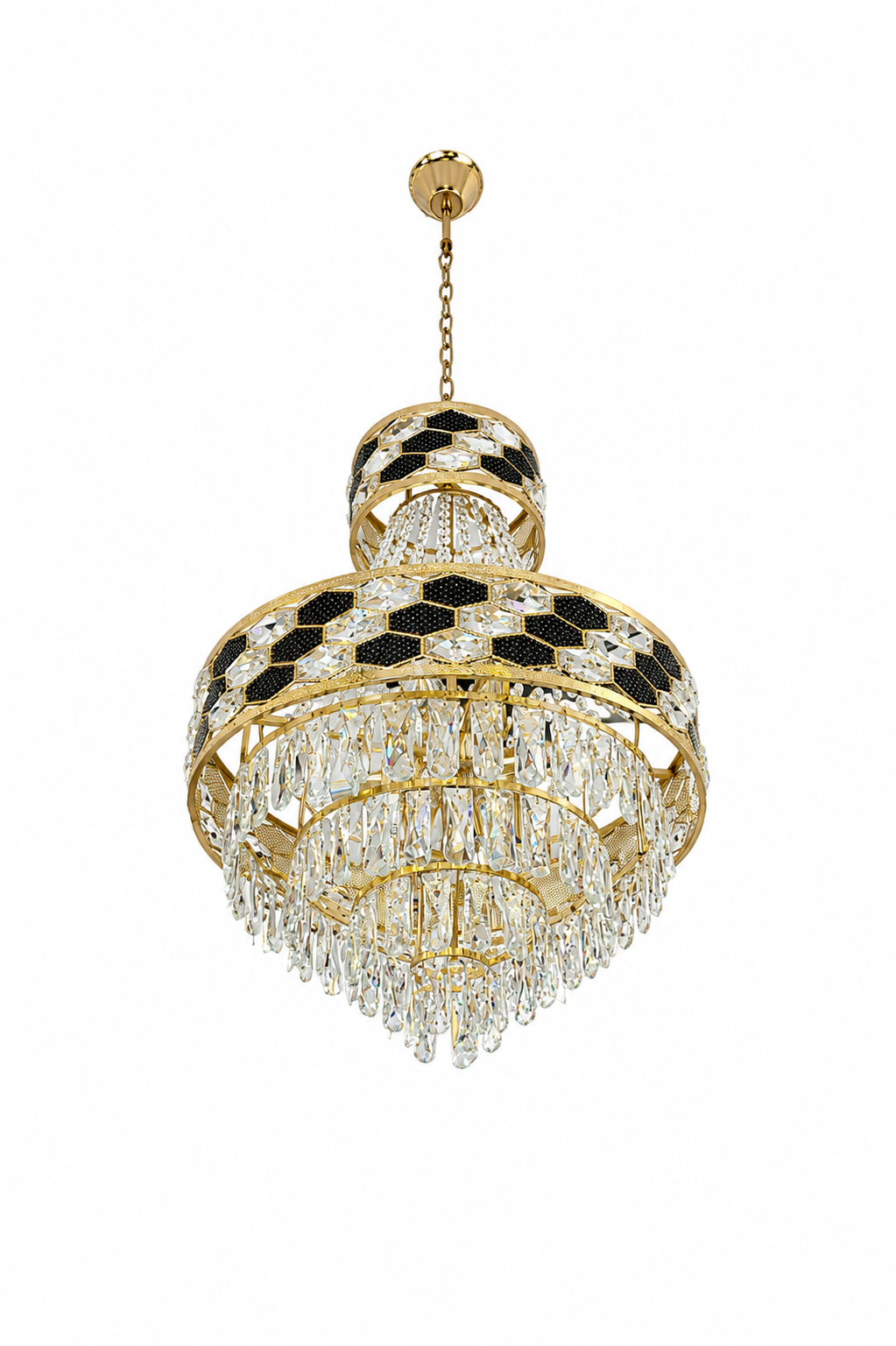 Imperial Black and Gold Crystal Chandelier