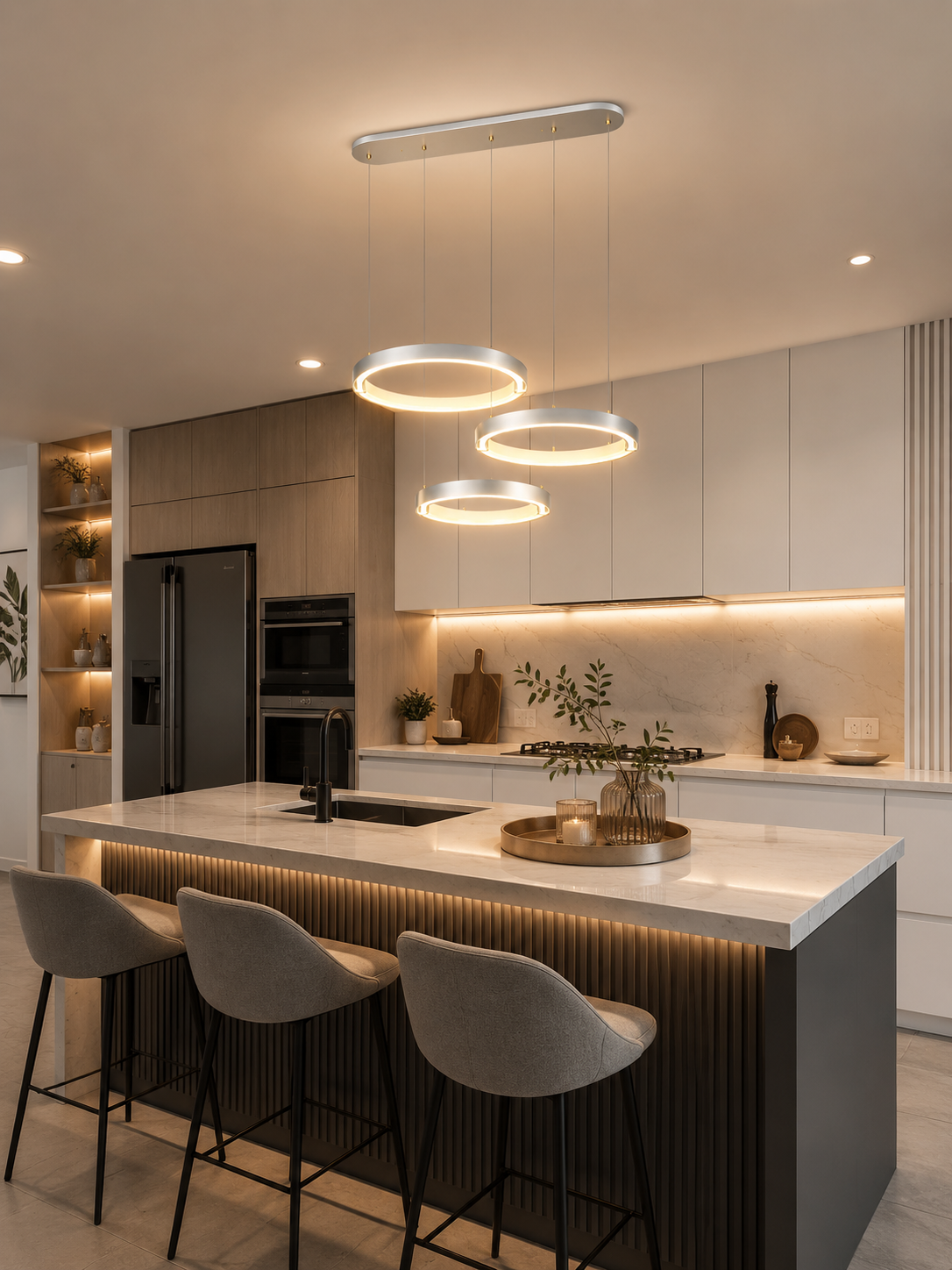 3 color Modern Ring Gold Premium Sense Dining Chandelier Pendant Light (3 Rings) 2261/3-4-5