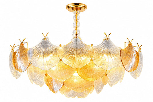 Luxury LED Glass Chandelier -Gold crystal Petal design 500mm