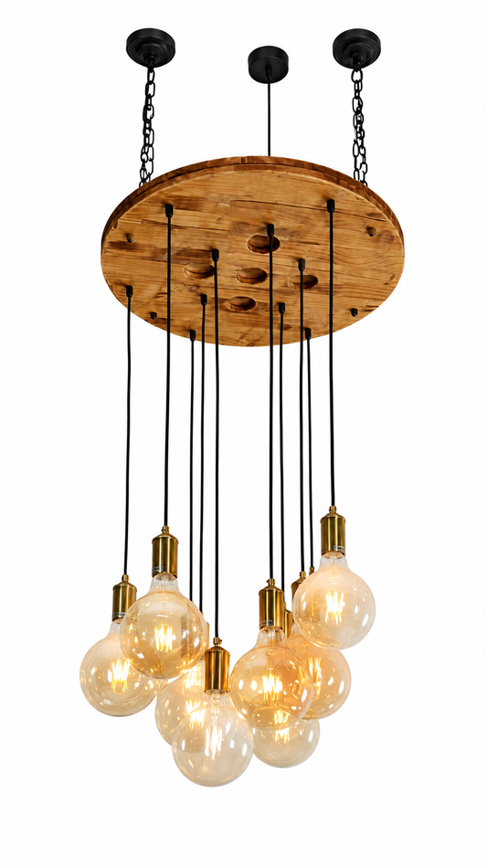 Rustic wooden 10 lights multi pendant Chandelier