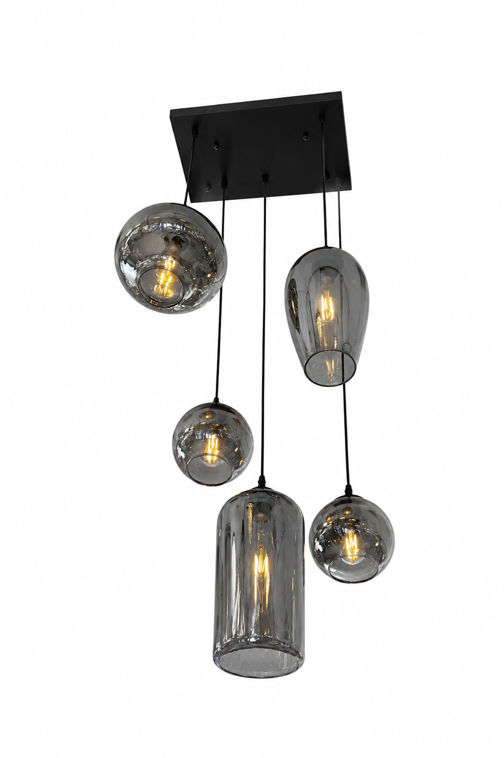 Morden 5 light smoked glass pendant Chandelier