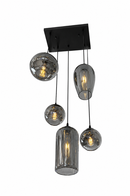 Morden 5 light smoked glass pendant Chandelier