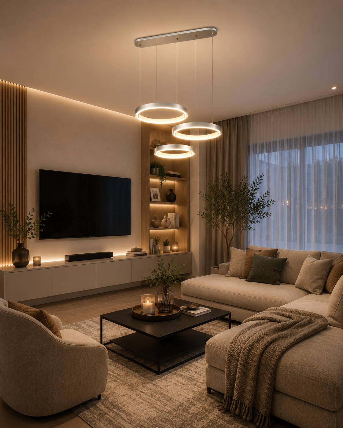 3 color Modern Ring Gold Premium Sense Dining Chandelier Pendant Light (3 Rings) 2261/3-4-5