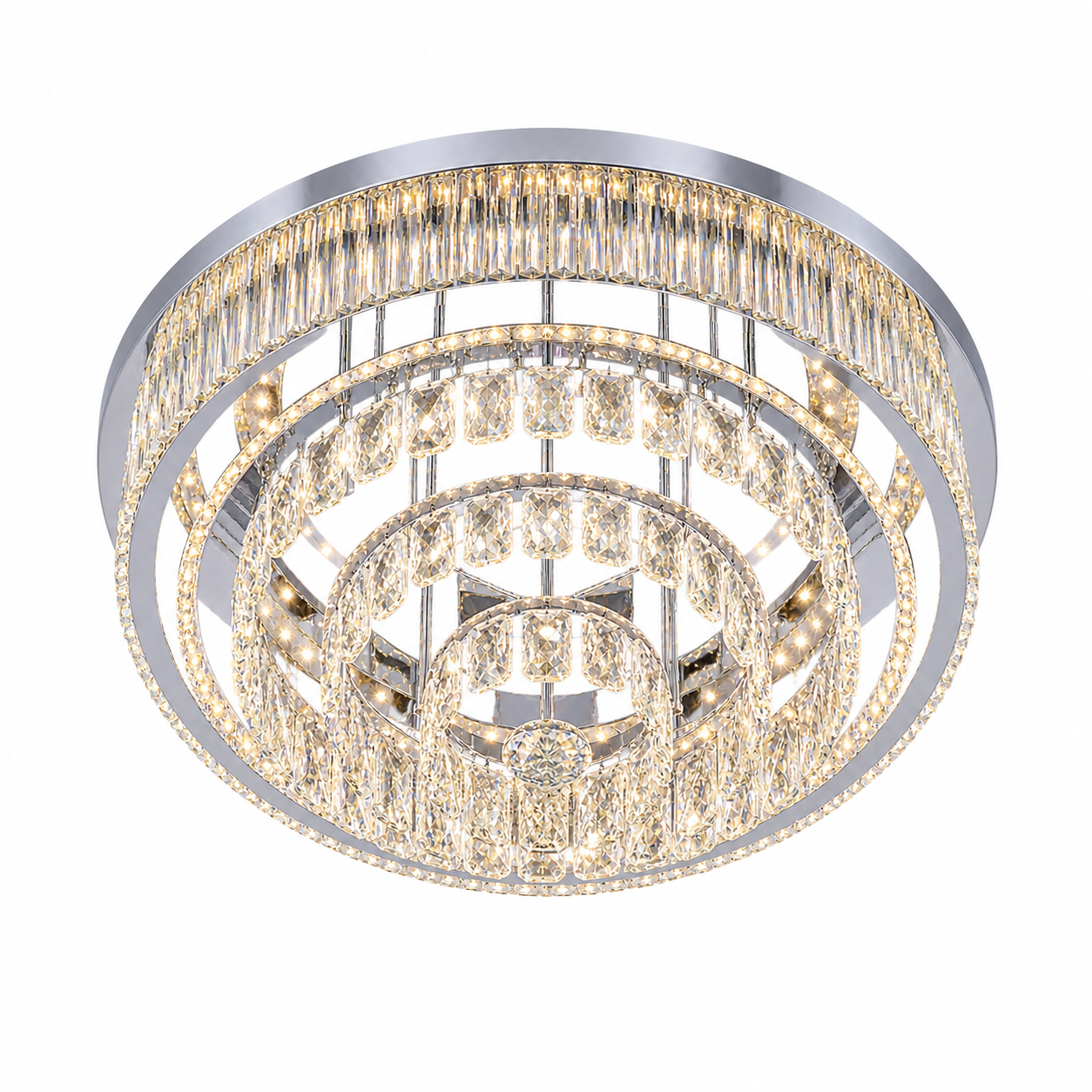 Luxury Crystal Halo Flush-Mount Chandelier