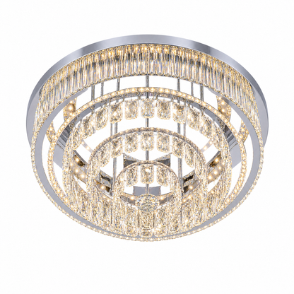 Luxury Crystal Halo Flush-Mount Chandelier