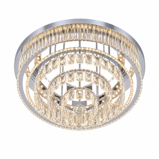 Luxury Crystal Halo Flush-Mount Chandelier