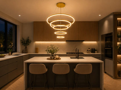 5 color Modern Ring Gold Premium Sense Dining Chandelier Pendant Light (5 Rings) 8120-4-6-8-10