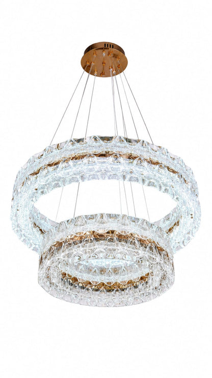 Luxe crystal cascade 3-tier Gold Chandelier