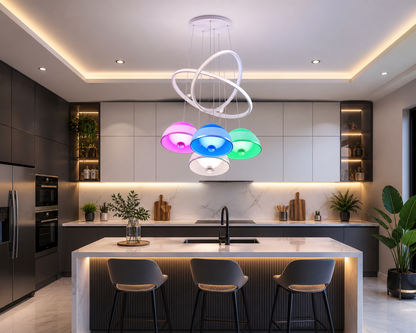 Modern RGB LED Kitchen Pendant Light  5 Colour Changing | Model 8073/3+1