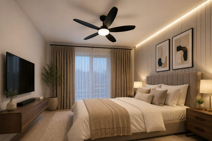 Modern 5-Blade LED Ceiling fan -Black