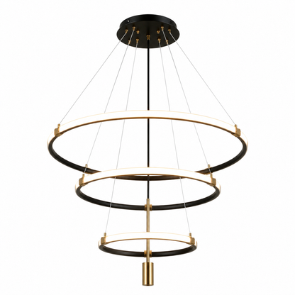 Modern 3-Ring LED Chandelier  3 Color Dimmable Gold Pendant Light (2049-4-6-8)