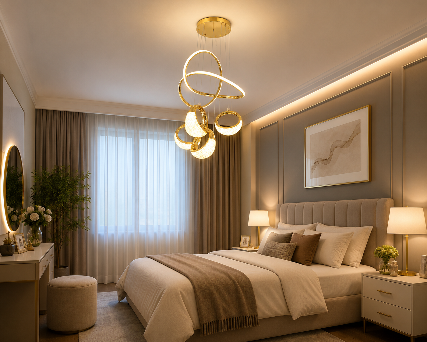 Modern 4 Ring LED Pendant Light  3 Color Changing (94436-4)