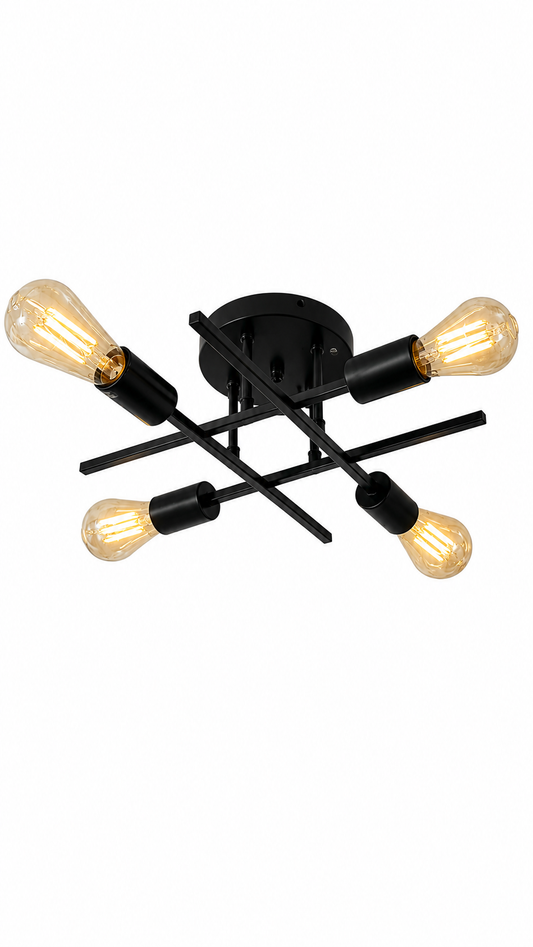 4-light Modern black geometric E27 ceiling light fixture