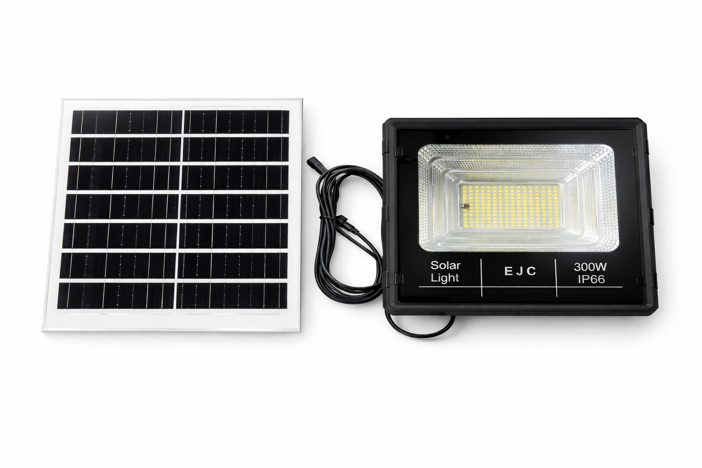 300W Solar LED Floodlight Kit with Panel & Remote (IP66 Waterproof, 7500K)