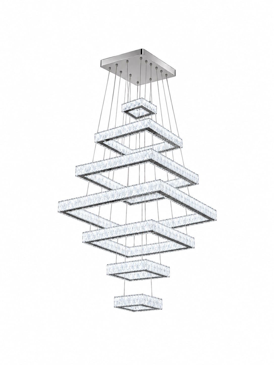 7-Tier Luxury Crystal LED Chandelier – Adjustable Warm & Cool White