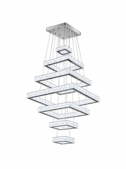 7-Tier Luxury Crystal LED Chandelier – Adjustable Warm & Cool White
