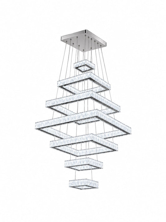 7-Tier Luxury Crystal LED Chandelier – Adjustable Warm & Cool White