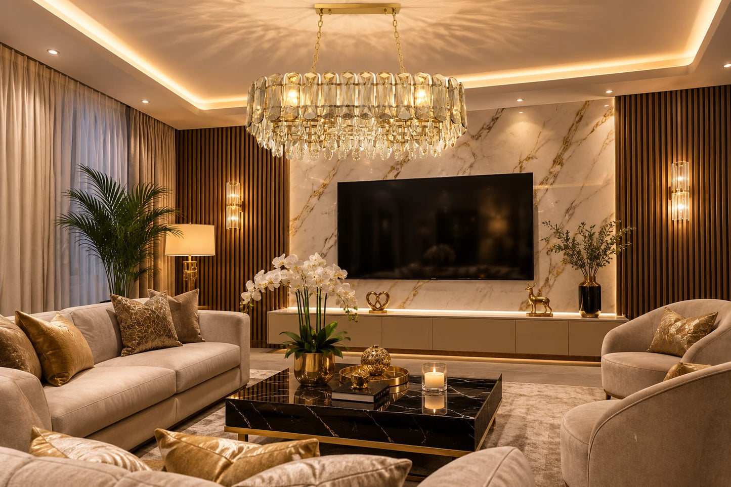Luxury Gold Crystal Chandelier